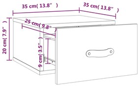 Κομοδίνο Επιτοίχιο Καφέ Δρυς 35 x 35 x 20 εκ. - Καφέ