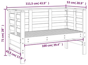 Παγκάκι Κήπου Μαύρο 111,5 x 53 x 71 εκ. από Μασίφ Ξύλο Πεύκου - Μαύρο