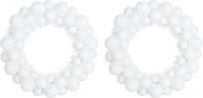 vidaXL Χριστουγεννιάτικα Στεφάνια Μπάλλας 2 pcs Λευκό 33 x 33 x 7 εκ.