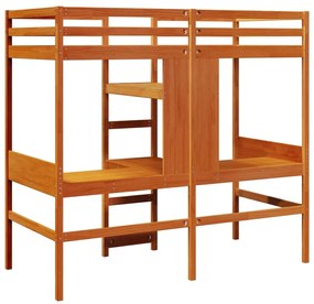 vidaXL Σκελετός Υπερ. Χωρίς Στρώμα Καφέ 75x190 εκ. Μασίφ Ξύλο Πεύκου