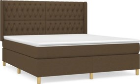 vidaXL Κρεβάτι Boxspring με Στρώμα Σκούρο Καφέ 180x200 εκ Υφασμάτινο