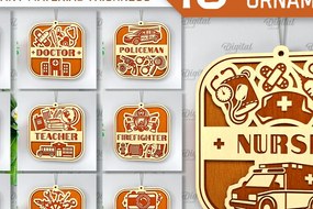 Σετ των 2 Intra απο ξύλο plywood 3mm-4mm πάχος – Επαγγελματικά στολίδια Δέσμη κοπής με λέιζερ Δίασταση  20x20 cm INTRAFABR-98041615