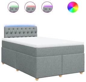 Κρεβάτι Boxspring με Στρώμα Ανοιχτό Γκρι 120x190 εκ. Υφασμάτινο - Γκρι