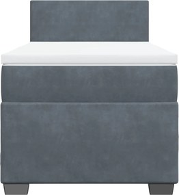 vidaXL Κρεβάτι Boxspring με Στρώμα Σκούρο Γκρι Single Βελούδινο