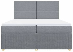 vidaXL Κρεβάτι Boxspring με Στρώμα Ανοιχτό Γκρι 200x200 εκ. Υφασμάτινο