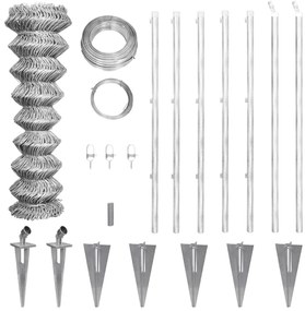 vidaXL Συρματόπλεγμα 15 x 0,8 μ. Γαλβανισμένο Ατσάλι + Στύλοι/Βάσεις