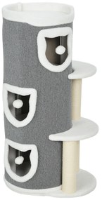 Πύργος Γάτας 101 cm, 3 Επίπεδα, 3 Υπνοδωμάτια, Μπάλες Παιχνιδιού, Στύλοι Ξυσίματος, Σιζάλ, Πάνελ Μοριοσανίδας, Γκρι