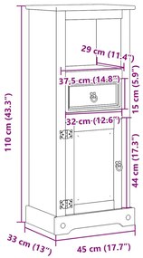 Ντουλάπι Μπάνιου Corona 45x33x110 εκ. από Μασίφ Ξύλο Πεύκου - Καφέ