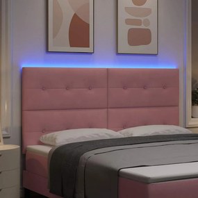 vidaXL LED κεφαλάρι Ροζ Βελούδο