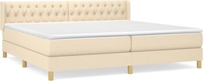 vidaXL Κρεβάτι Boxspring με Στρώμα Κρεμ 200x200 εκ. Υφασμάτινο
