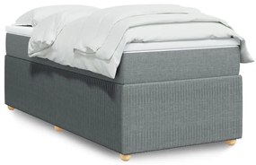 Κρεβάτι Boxspring με Στρώμα Ανοιχτό Γκρι 90x200 εκ. Υφασμάτινο