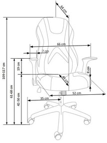 Καρέκλα γραφείου Houston 613, Μαύρο, Γκρι, 109x66x64cm, 16 kg, Με ρόδες, Με μπράτσα, Μηχανισμός καρέκλας: Κλίση | Epipla1.gr