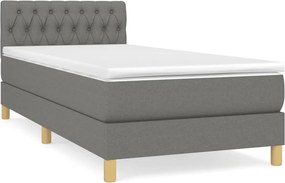 vidaXL Κρεβάτι Boxspring με Στρώμα Σκούρο Γκρι 90x200 εκ. Υφασμάτινο
