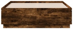 vidaXL Πλαίσιο Κρεβατιού με LED Καπνιστή δρυς120x190εκ.Επεξ. Ξύλο