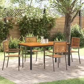 vidaXL Σέτ φαγητού για κήπο 5 pcs Γκρι 150 x 90 x 75 cm