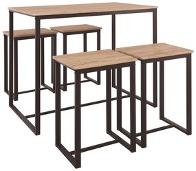 WOODWELL ΕΜ9795,1HENRY Set Bar Τραπέζι + 4 Σκαμπό, Μέταλλο Βαφή Σκούρο Καφέ - Sonoma Table:100x60x86 Stool:40x30x60 ΕΜ9795,1