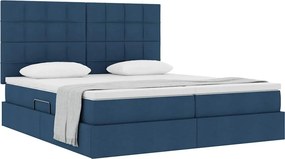 vidaXL Κρεβάτι Αποθήκης με κεφαλάρι Μπλε 200 x 200 cm Ύφασμα