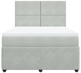 vidaXL Κρεβάτι Boxspring με Στρώμα Ανοιχτό Γκρι 140x200 εκ. Βελούδινο