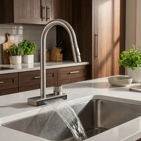 Tema MF 7910 Brushed Nickel – Μπαταρία Κουζίνας Καταράκτη με Ντους