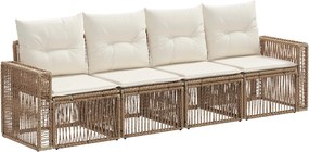 vidaXL Σετ Καναπέ Κήπου 4 pcs Μπεζ και Κρέμ συνθετικό ρατάν