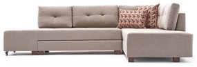 Γωνιακός καναπές κρεβάτι PWF-0517 pakoworld αριστερή γωνία ύφασμα κρεμ-καρυδί 282x206x85εκ - Ύφασμα - 071-001225