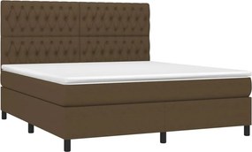 vidaXL Κρεβάτι Boxspring με Στρώμα &amp; LED Σκ.Καφέ 180x200εκ. Υφασμάτινο