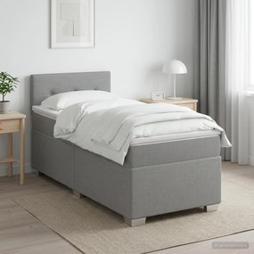 vidaXL Κρεβάτι Box Spring με Στρώμα και LED Ανοιχτό γκρι 80 x 200 cm