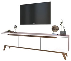 Έπιπλο τηλεόρασης Kasandra pakoworld λευκό-καρυδί 180x35x48,5εκ