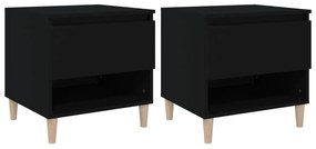 vidaXL Κομοδίνα 2 τεμ. Μαύρα 50x46x50 εκ. από Επεξεργασμένο Ξύλο