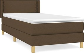 vidaXL Κρεβάτι Boxspring με Στρώμα Σκούρο Καφέ 100x200 εκ. Υφασμάτινο