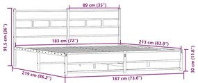 Σκελετός Κρεβ. Χωρίς Στρώμα Sonoma Δρυς 183x213 εκ. Μεταλλικό - Καφέ