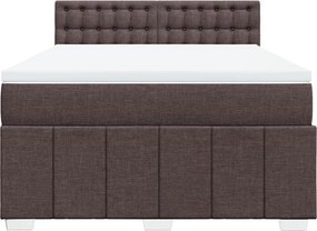 vidaXL Κρεβάτι Boxspring με Στρώμα Σκούρο Καφέ 160x200 εκ Υφασμάτινο