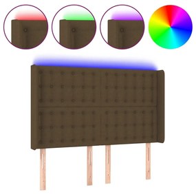 Κεφαλάρι Κρεβατιού LED Σκούρο Καφέ 147x16x118/128εκ. Υφασμάτινο - Καφέ