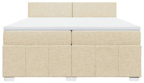 vidaXL Κρεβάτι Boxspring με Στρώμα Κρεμ 200x200 εκ. Υφασμάτινο