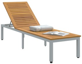 vidaXL Ξαπλώστρα Γκρι 200x55x35 εκ Μονοκόμματο Ξύλο Ακακίας