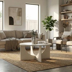 Τραπεζάκι σαλονιού Lemmar Megapap χρώμα sandstone Ø75x36,8εκ.