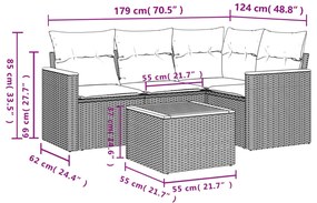 vidaXL Σετ Καναπέ Κήπου 5 Τεμαχίων Μαύρο Συνθετικό Ρατάν με Μαξιλάρια