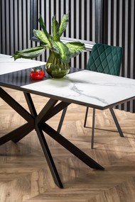 DIESEL extension table, color: top - white marble / dark grey, legs - black DIOMMI V-CH-DIESEL-ST