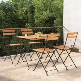 vidaXL Σετ Τραπεζαρίας Bistro Πτυσσόμενο 5 τεμ. Μασίφ Ακακία &amp; Ατσάλι