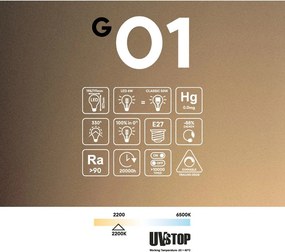 LED Filament Λαμπτήρας Διαφανής G01 σειρά Ghost Κώνος 6W 500Lm E27 2200K Dimmable