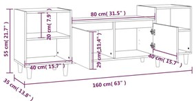 Έπιπλο Τηλεόρασης Μαύρο 160x35x55 εκ. από Επεξεργασμένο Ξύλο - Μαύρο