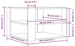 Τραπεζάκι Σαλονιού Καπνιστή Δρυς 59,5x59,5x40 εκ. Επεξ. Ξύλο - Καφέ