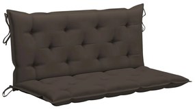 vidaXL Παγκάκι Κούνια 120 εκ. από Μασίφ Ξύλο Teak με Taupe Μαξιλάρι
