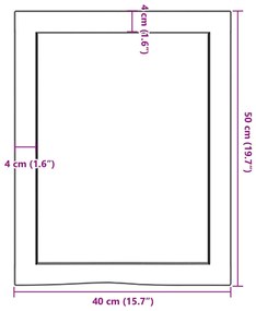 Πάγκος Μπάνιου Σκούρο Καφέ 40x50x(2-6) εκ. Επεξεργ. Μασίφ Ξύλο - Γκρι