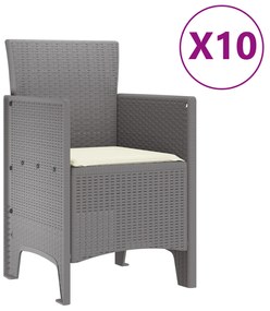 vidaXL Σετ Τραπεζαρίας Κήπου 11 Τμχ με Μαξιλάρια Ανοιχτό Γκρι Συνθετικό Ρατάν