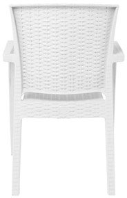 LORA-Pro Πολυθρόνα Στοιβαζόμενη, PP (Rattan Look) Απόχρωση Άσπρο 58x61x87cm