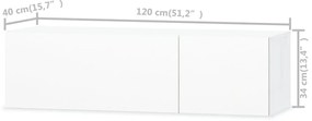 vidaXL Έπιπλο Τηλεόρασης Γυαλιστερό Λευκό 120x40x34 εκ. Επεξ. Ξύλο