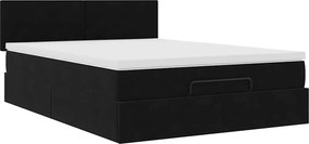 vidaXL Οθωμανικό κρεβάτι με στρώμα Μαύρο 140x190cm Βελούδο