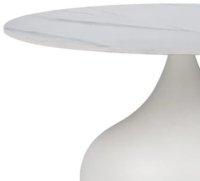 Βοηθητικό τραπέζι Kirkene Inart sintered stone σε απόχρωση λευκό μαρμάρου με λευκό μέταλλο Φ70x40εκ 70x70x40 εκ.