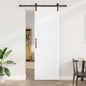 vidaXL Συρόμενη Πόρτα με Σετ Εξαρτημάτων Λευκή 78x232 εκ. Στερεό Ξύλο Πεύκου